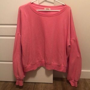 Garage Cropped Pink Sweater with Balloon Sleeves